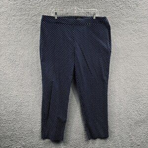 Talbots Pants Womens 20W Chatham Pull On Stretch Cropped Polka Dot Navy Blue